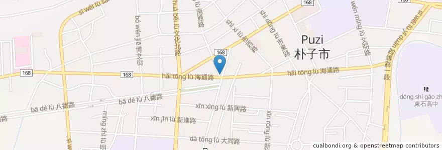 Mapa de ubicacion de 青田寺 en تايوان, مقاطعة تايوان, مقاطعة شياي, 朴子市.