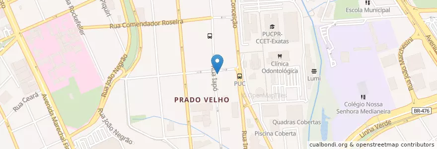 Mapa de ubicacion de Corregedoria Geral PMPR en Brezilya, Güney Bölgesi, Paraná, Região Geográfica Intermediária De Curitiba, Região Metropolitana De Curitiba, Microrregião De Curitiba, Curitiba.
