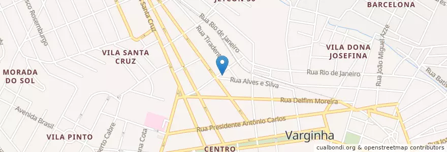 Mapa de ubicacion de Agência dos Correios en ブラジル, 南東部地域, ミナス ジェライス, Região Geográfica Intermediária De Varginha, Microrregião Varginha, Varginha.