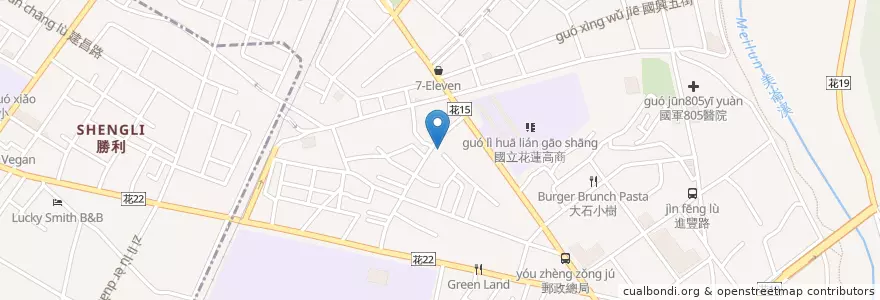 Mapa de ubicacion de 暹邏泰食 en Taiwan, 臺灣省, 花蓮縣, 花蓮市.