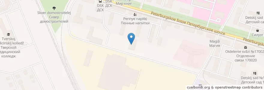 Mapa de ubicacion de Досуговый центр "Истоки" en Russia, Central Federal District, Tver Oblast, Tver, Kalininsky District.