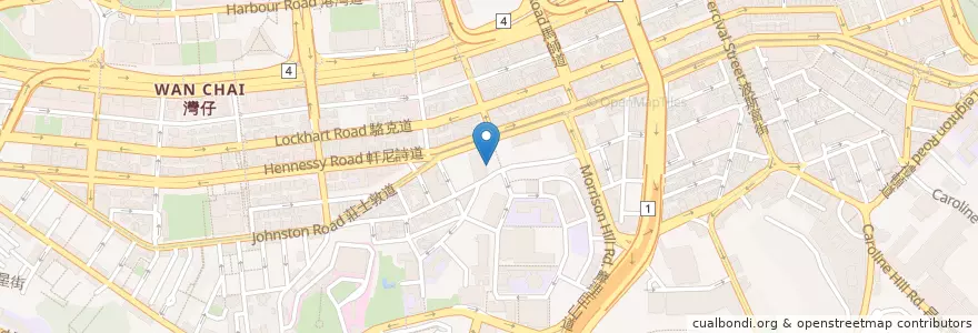 Mapa de ubicacion de 拾味山西刀削麵館 en Китай, Гуандун, Гонконг, Гонконг, Новые Территории, 灣仔區 Wan Chai District.