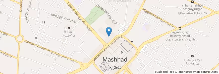 Mapa de ubicacion de کمپوست مشهد en イラン, ラザヴィー・ホラーサーン, شهرستان مشهد, مشهد, بخش مرکزی شهرستان مشهد.