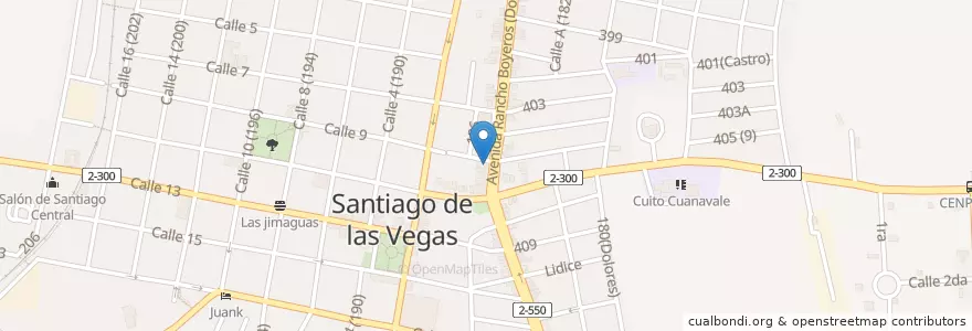 Mapa de ubicacion de PNR Santiago de ls Vegas en Cuba, La Habana, Boyeros.