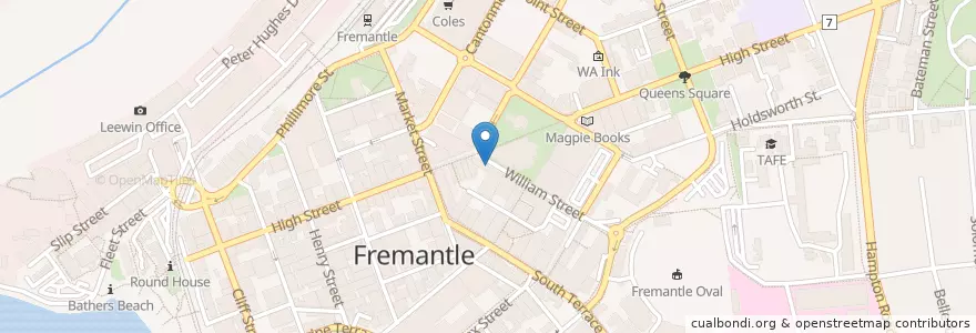 Mapa de ubicacion de Parlapa en Australia, Australia Occidental, City Of Fremantle.