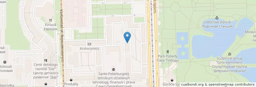 Mapa de ubicacion de Amoveo Spa en Russland, Föderationskreis Nordwest, Oblast Leningrad, Sankt Petersburg, Moskauer Rajon, Округ Московская Застава.