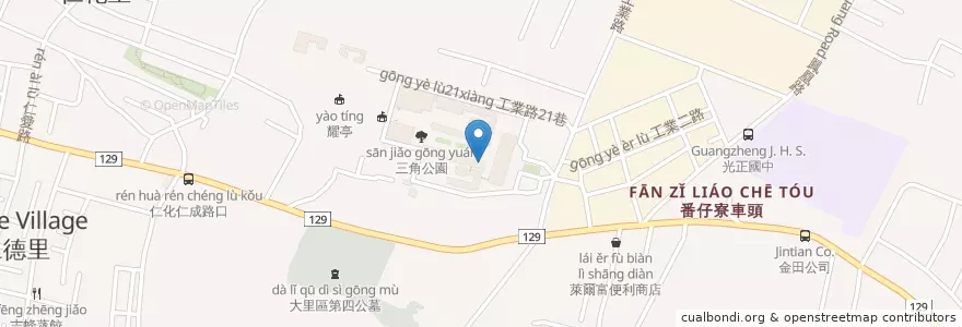 Mapa de ubicacion de 進修學院 en 타이완, 타이중 시, 다리구.