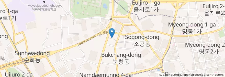 Mapa de ubicacion de 잔치집 en Güney Kore, Seul, 소공동.