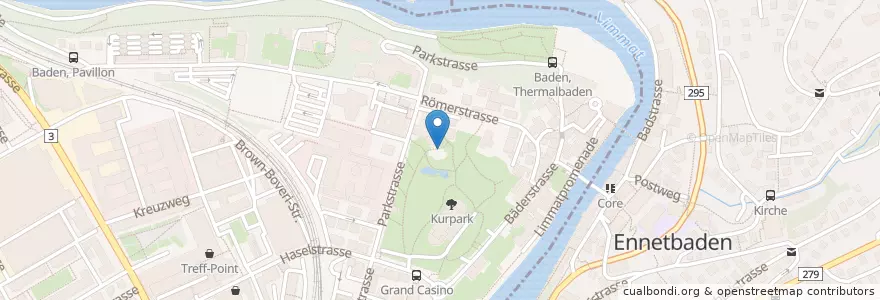 Mapa de ubicacion de Amphitheater en Schweiz/Suisse/Svizzera/Svizra, Aargau, Bezirk Baden, Baden.