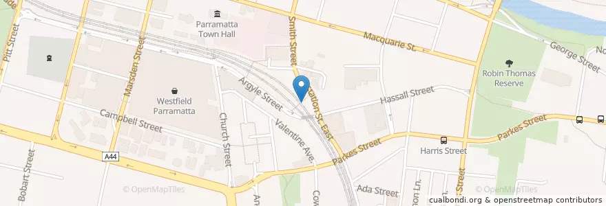 Mapa de ubicacion de Eastern Concourse Bakery Cafe en Австралия, Новый Южный Уэльс, Sydney, City Of Parramatta Council.