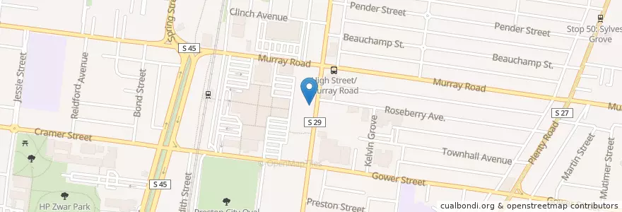 Mapa de ubicacion de Hung Sanh Seafood Barbeque Restaurant en Australië, Victoria, City Of Darebin.