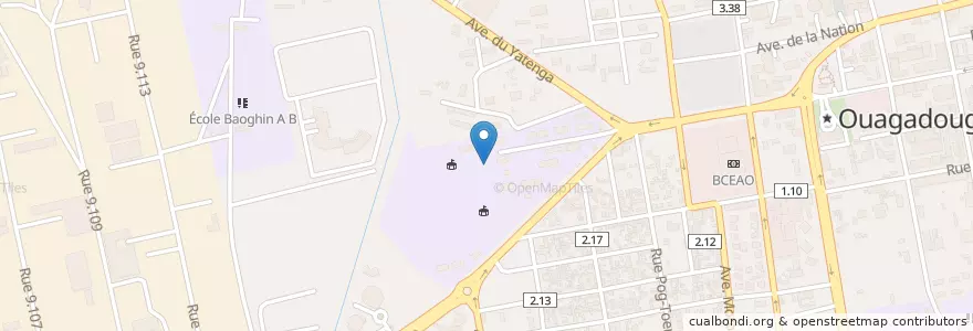 Mapa de ubicacion de 瓦加杜古 en 布基纳法索, Centre, Kadiogo, 瓦加杜古.