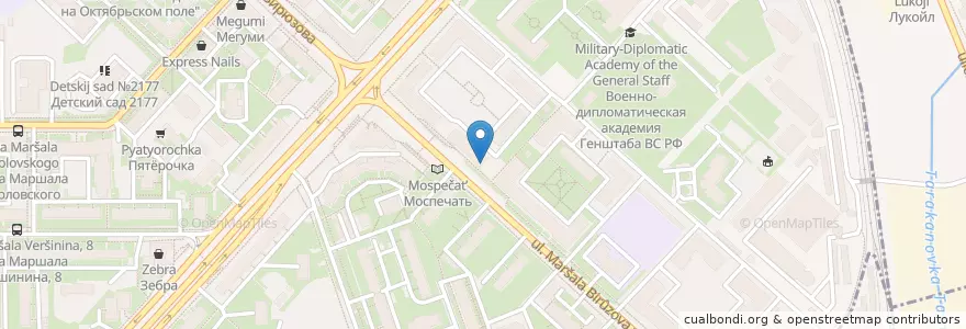 Mapa de ubicacion de Бузер en Rusia, Distrito Federal Central, Москва, Северо-Западный Административный Округ, Район Щукино.