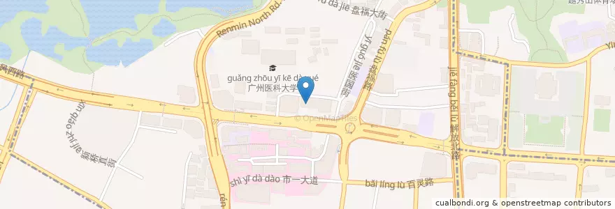 Mapa de ubicacion de 中国银行 en China, Guangdong, 广州市, 越秀区, 六榕街道.