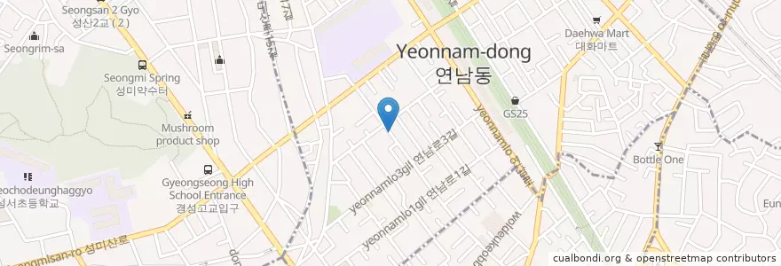 Mapa de ubicacion de 하나비 en Corea Del Sud, Seul, 마포구, 연남동.