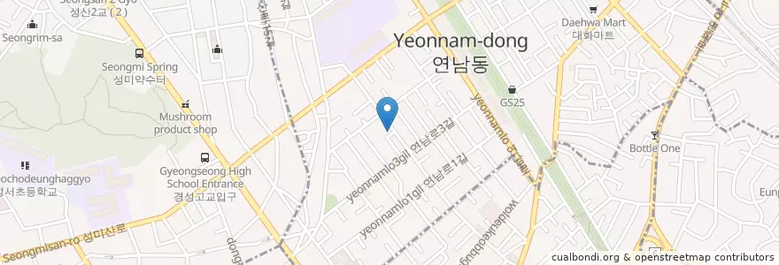 Mapa de ubicacion de 김밥세상 en كوريا الجنوبية, سول, 마포구, 연남동.
