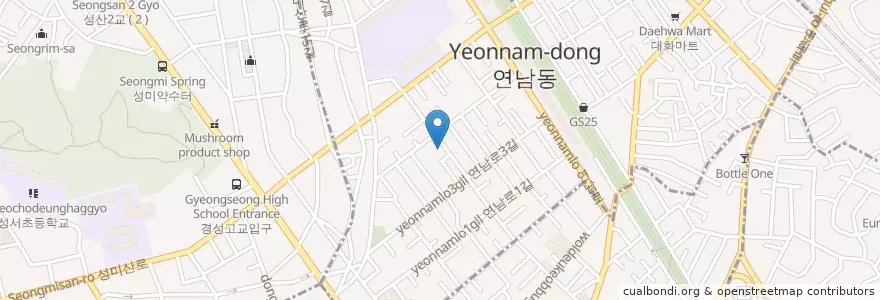 Mapa de ubicacion de 우리식당 en Zuid-Korea, Seoel, 마포구, 연남동.
