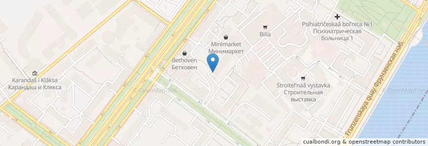 Mapa de ubicacion de Scarface Lounge Frunzenskaya en Rusia, Distrito Federal Central, Москва, Distrito Administrativo Central, Район Хамовники.