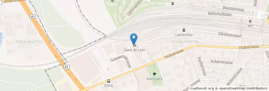 Mapa de ubicacion de Gare de Lion en Zwitserland, Wil (Sg).