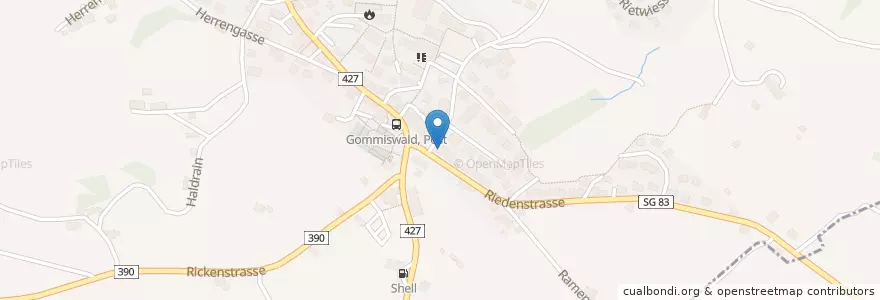 Mapa de ubicacion de Gemeindeverwaltung Gommiswald en Schweiz/Suisse/Svizzera/Svizra, Sankt Gallen, Wahlkreis See-Gaster, Gommiswald.