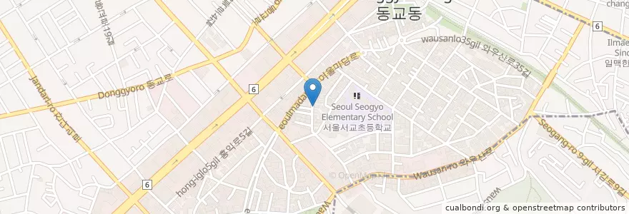 Mapa de ubicacion de 비비리 2호점 en کره جنوبی, سئول, 마포구, 서교동.