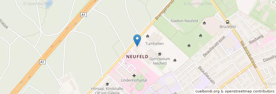 Mapa de ubicacion de Gym Neufeld en スイス, ベルン, Verwaltungsregion Bern-Mittelland, Verwaltungskreis Bern-Mittelland, Bern.