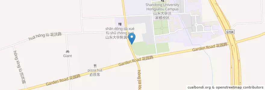 Mapa de ubicacion de 公共卫生间 en China, Shandong, 济南市, 历城区, 洪家楼街道.