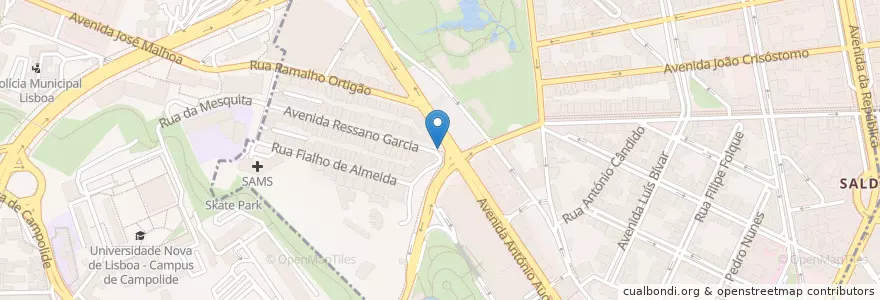 Mapa de ubicacion de Bicicletas Gira Estação 413 en 葡萄牙, Área Metropolitana De Lisboa, Lisboa, Grande Lisboa, 里斯本, Avenidas Novas.