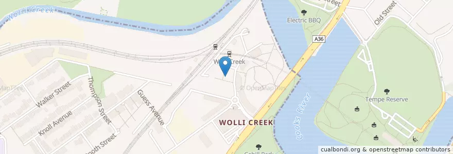 Mapa de ubicacion de Like Noodle Wolli Creek en Australië, Nieuw-Zuid-Wales, Bayside Council, Sydney.