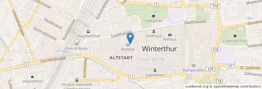 Mapa de ubicacion de Keller-Theater en سويسرا, زيورخ, Bezirk Winterthur, Winterthur.