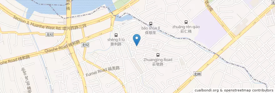Mapa de ubicacion de 山北公園 en Taiwan, Nuova Taipei, Džonghė, Yonghe.