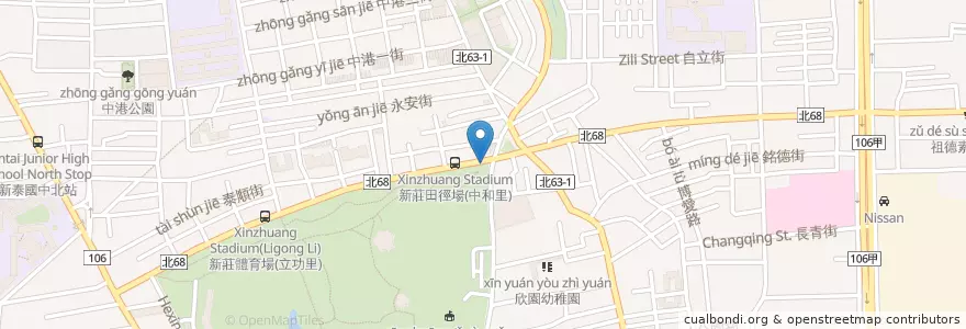 Mapa de ubicacion de 新莊田徑場 en Тайвань, Новый Тайбэй, 新莊區.