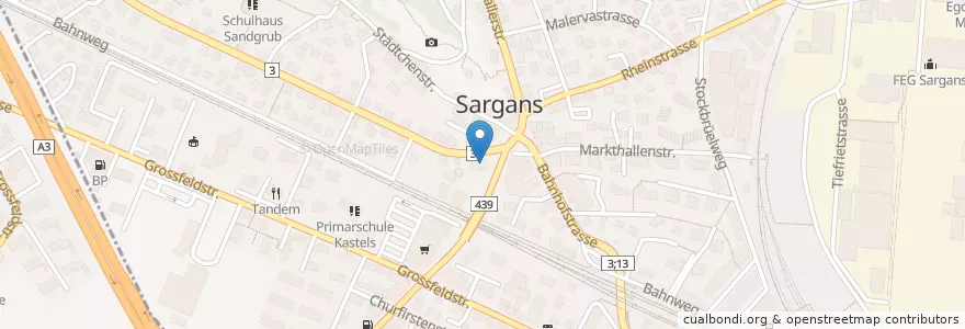 Mapa de ubicacion de St.Galler Kantonalbank AG en Suisse, Saint-Gall, Wahlkreis Sarganserland, Sargans.