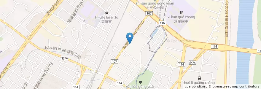 Mapa de ubicacion de Starbucks en Taiwan, New Taipei, Shulin District.