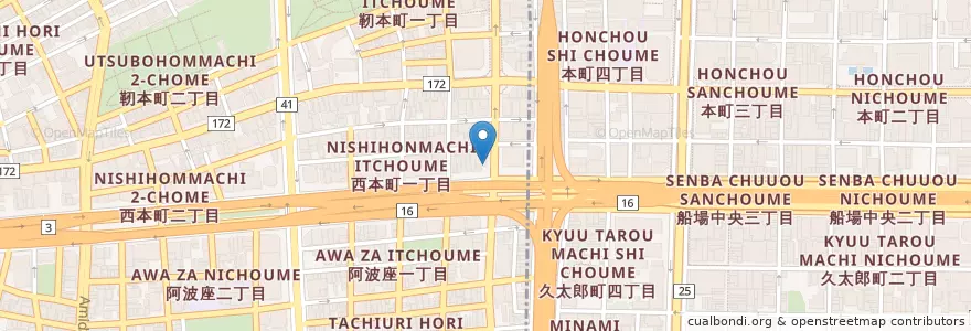 Mapa de ubicacion de なかやま矯正歯科 en 日本, 大阪府, 大阪市, 西区.