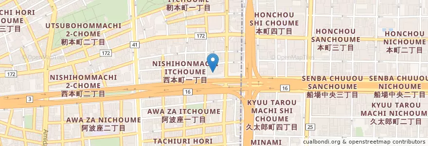 Mapa de ubicacion de つるまる饂飩 en 日本, 大阪府, 大阪市, 西区.
