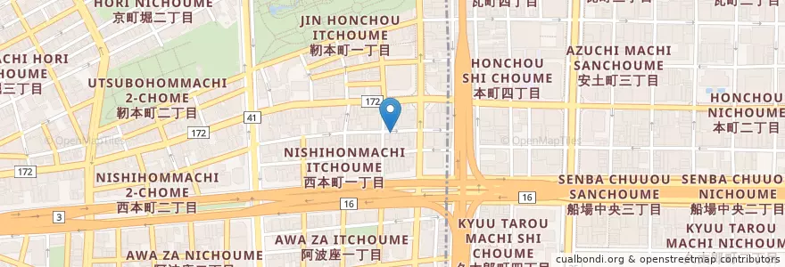 Mapa de ubicacion de 炭火焼肉 HOんMACHI en 日本, 大阪府, 大阪市, 西区.