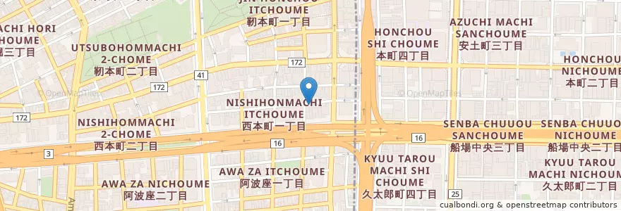 Mapa de ubicacion de TONTON en Japonya, 大阪府, 大阪市, 西区.