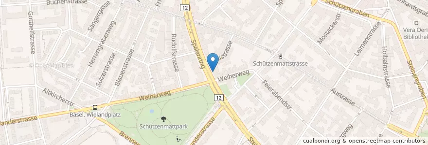 Mapa de ubicacion de Dieci Pizzakurier en Schweiz/Suisse/Svizzera/Svizra, Basel-Stadt, Basel.