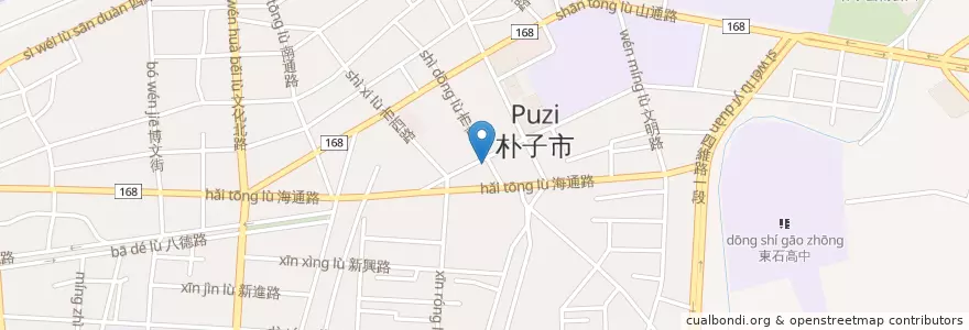 Mapa de ubicacion de 上揚牙醫 en تايوان, مقاطعة تايوان, مقاطعة شياي, 朴子市.