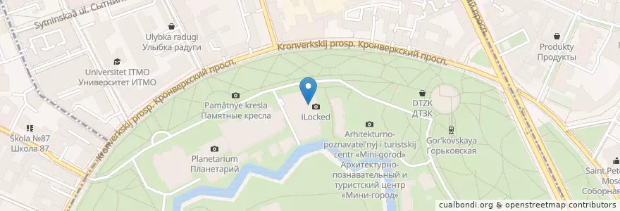 Mapa de ubicacion de Happyfrukt en Russland, Föderationskreis Nordwest, Oblast Leningrad, Sankt Petersburg, Petrograder Rajon, Округ Кронверкское.