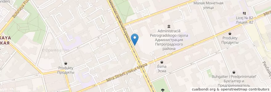 Mapa de ubicacion de Россельхозбанк en Russie, District Fédéral Du Nord-Ouest, Oblast De Léningrad, Saint-Pétersbourg, Петроградский Район, Посадский Округ.