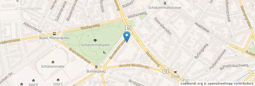 Mapa de ubicacion de Bistrot Crescenda en Suiza, Basilea-Ciudad, Basilea.