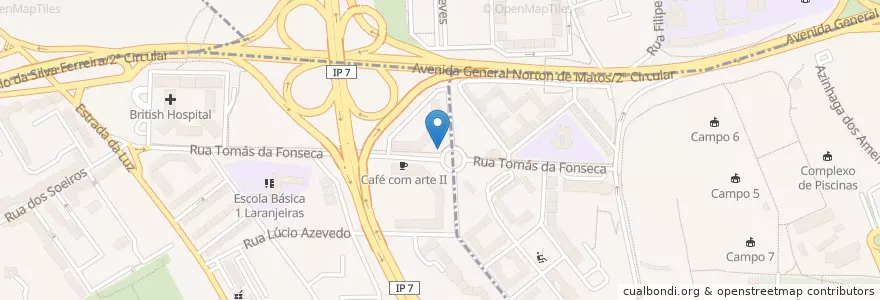 Mapa de ubicacion de Bicicletas Gira Estação 485 en Portugal, Aire Métropolitaine De Lisbonne, Lisbonne, Grande Lisboa, Lisbonne, São Domingos De Benfica.