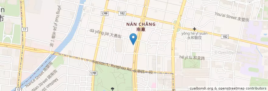Mapa de ubicacion de 六千牛肉湯 en Taiwan, Tainan, 中西區.
