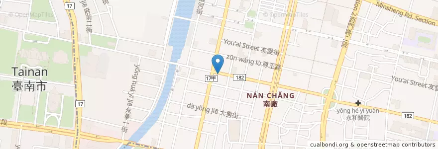 Mapa de ubicacion de 府城牛肉湯 en Taiwan, Tainan, 中西區.