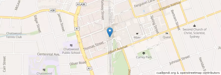 Mapa de ubicacion de Akira Sushi en Australië, Nieuw-Zuid-Wales, Willoughby City Council, Sydney.