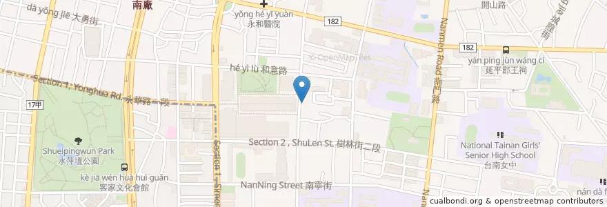 Mapa de ubicacion de Louisa coffee en Taiwan, 臺南市, 中西區.