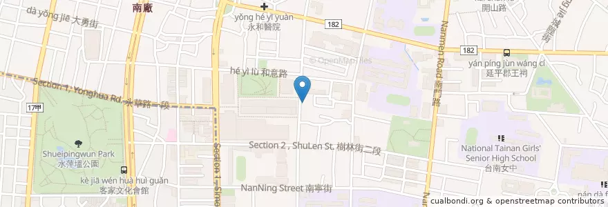 Mapa de ubicacion de django en 臺灣, 臺南市, 中西區.