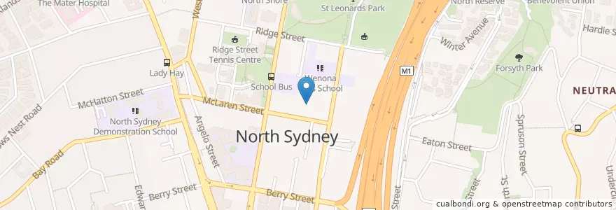 Mapa de ubicacion de Nannas Coffe House en Australie, Nouvelle Galles Du Sud, North Sydney Council, Sydney.